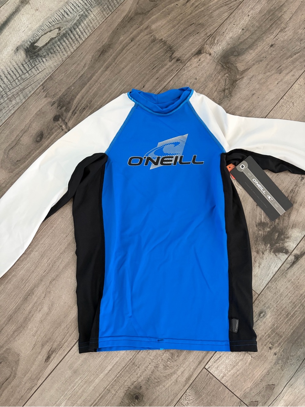 O'Neill youth Blue White and Black Long Sleeve Rash Guard